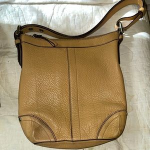 COACH F12319 Vintage Tan Brown Pebbled Leather Crossbody Messenger Bag (AA1)